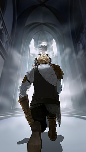 Lord of the Mysteries: Two Characters in a Gothic Cathedral HD phone wallpaper