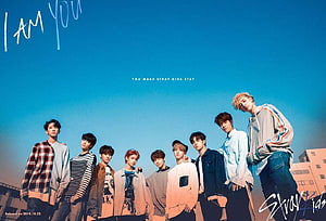 Stray Kids I Am You promotional group photo against a clear blue sky HD wallpaper