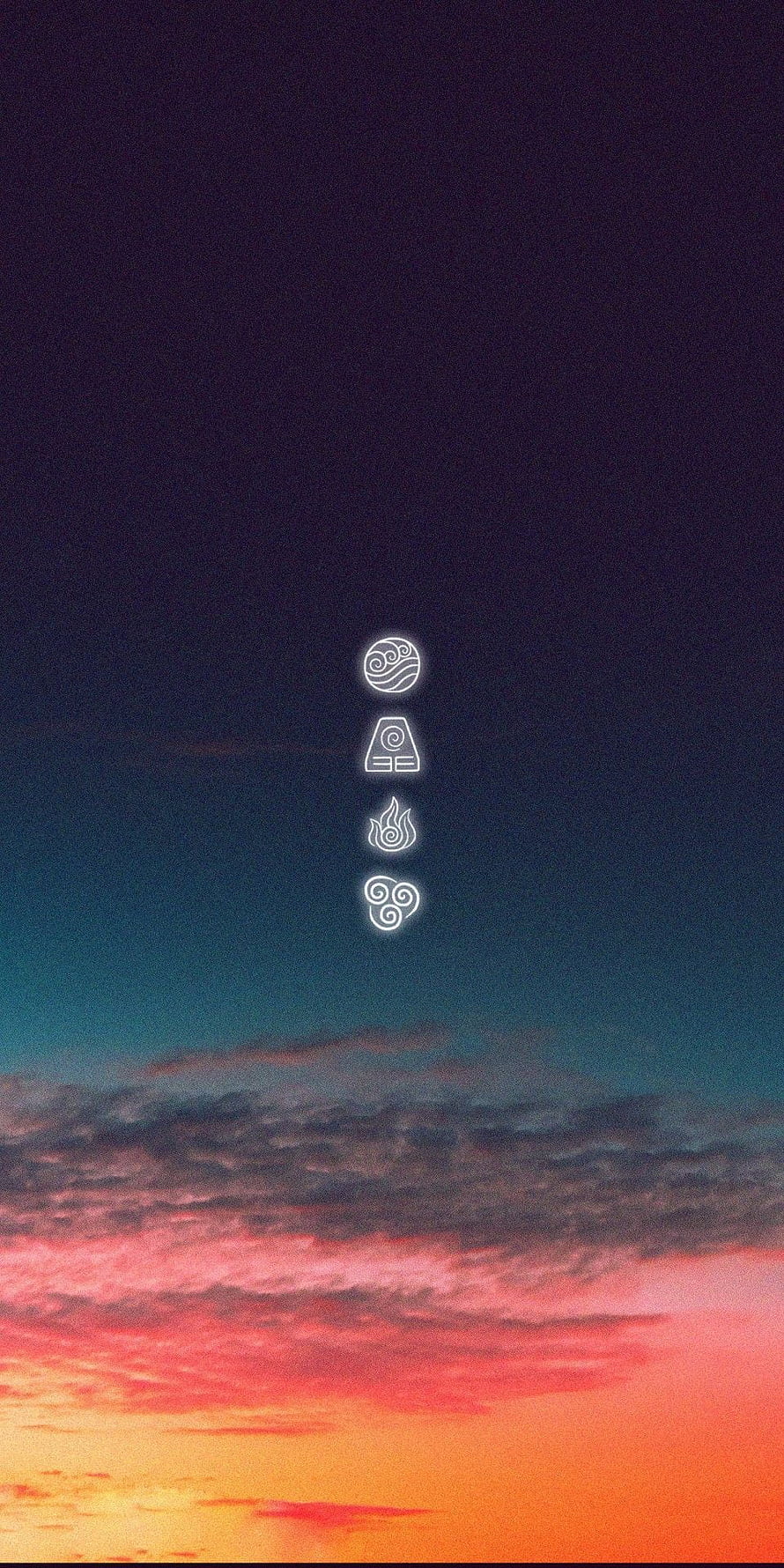 Avatar The Last Airbender Four Elements Icons Against Sunset Sky HD phone wallpaper