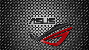 ASUS ROG Gaming Logo on Perforated Metal Background HD wallpaper