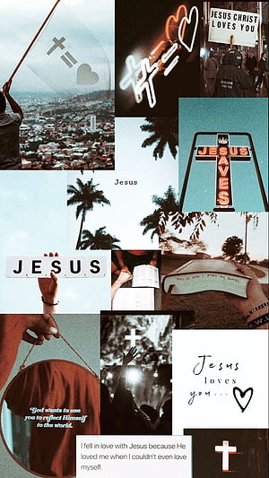 Aesthetic Christian Collage Featuring Jesus Crosses and Faithful Quotes HD phone wallpaper