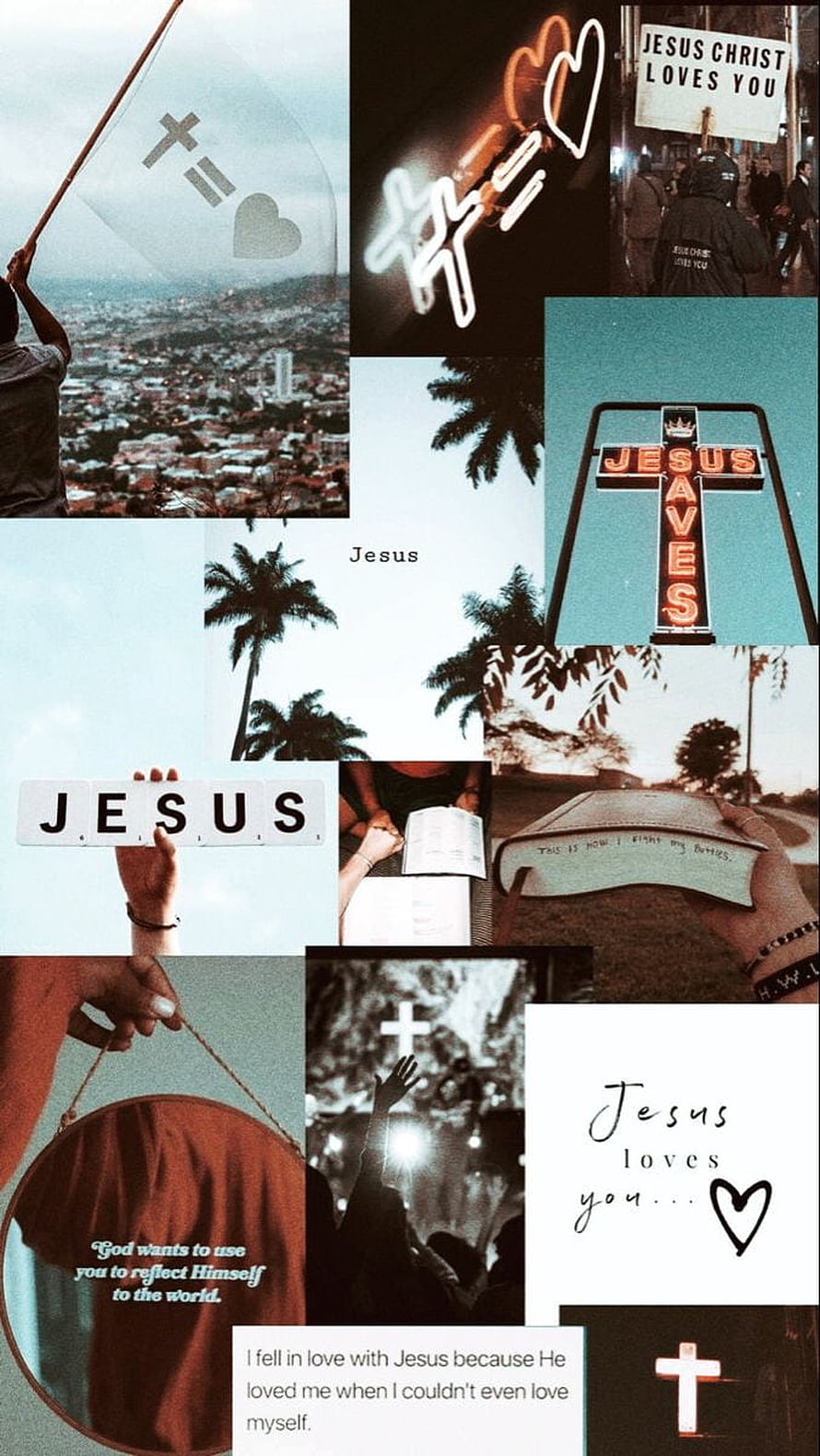 Aesthetic Christian Collage Featuring Jesus Crosses and Faithful Quotes HD phone wallpaper
