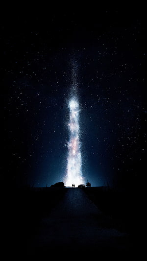 Milky Way Galaxy Rising Over a Dark Country Road at Night HD phone wallpaper