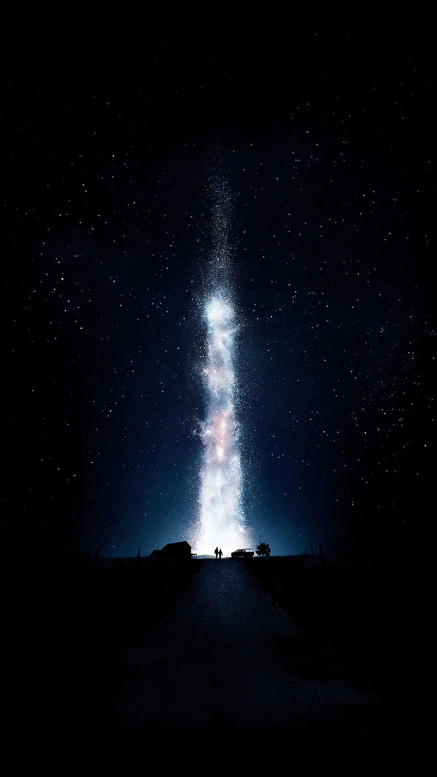 Milky Way Galaxy Rising Over a Dark Country Road at Night HD phone wallpaper