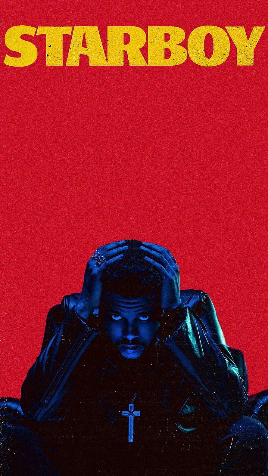 The Weeknd Starboy Album Cover Artwork with Red Background and Blue Lighting HD phone wallpaper