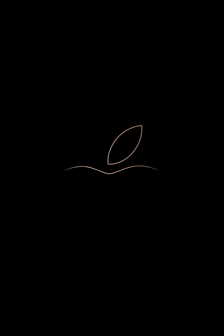 Minimalist Apple Logo Line Art on Black Background HD phone wallpaper