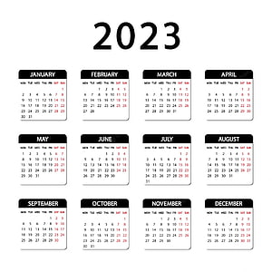 2023 Annual Calendar Grid with Monday Start and Weekend Highlighting HD phone wallpaper