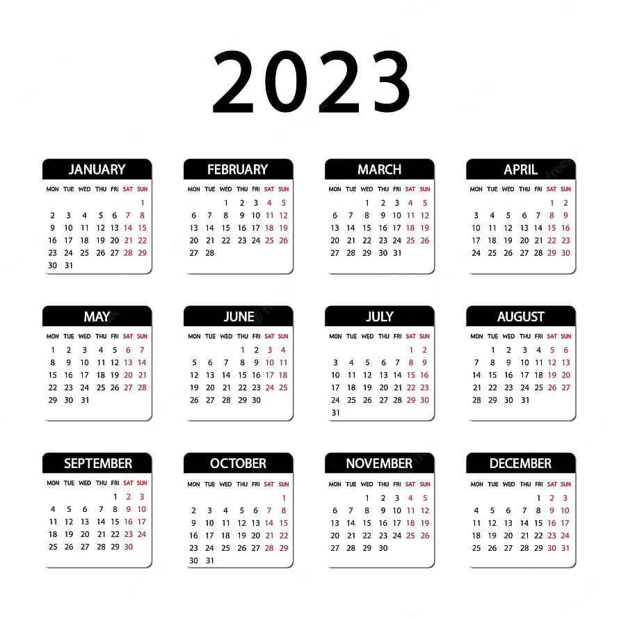 2023 Annual Calendar Grid with Monday Start and Weekend Highlighting HD phone wallpaper