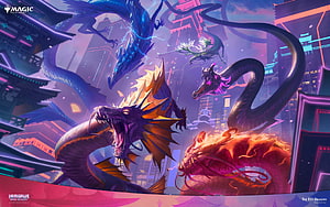 Magic: The Gathering Five Dragons Fantasy Artwork HD wallpaper