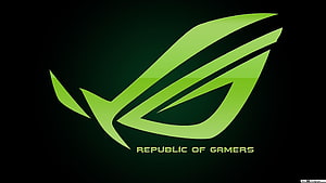 Asus Republic of Gamers Green Logo on Black Background HD wallpaper