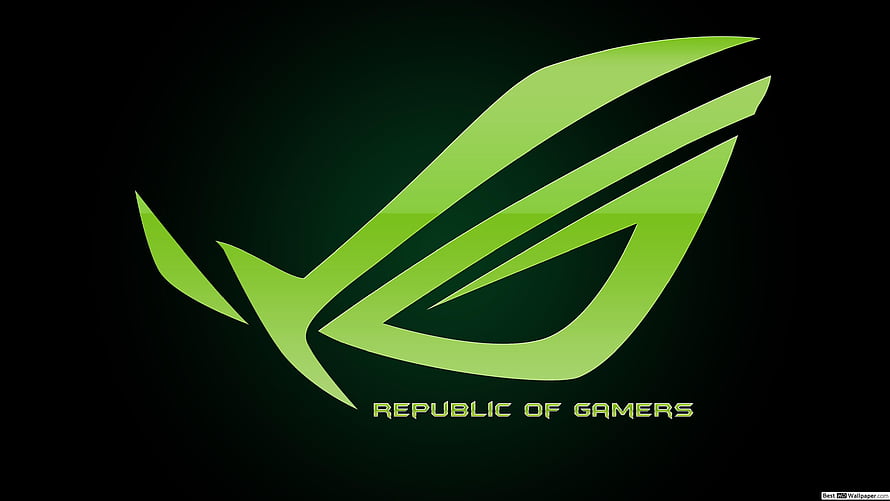 Asus Republic of Gamers Green Logo on Black Background HD wallpaper