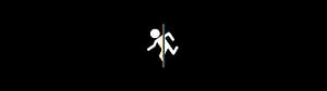 Minimalist Stick Figure Crossing a Vertical Line on Black Background HD wallpaper