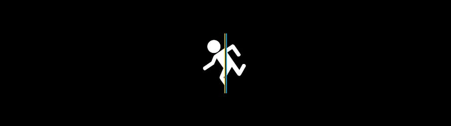 Minimalist Stick Figure Crossing a Vertical Line on Black Background HD wallpaper