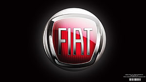 Glossy 3D Fiat Car Emblem on Black Background HD wallpaper