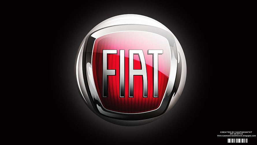 Glossy 3D Fiat Car Emblem on Black Background HD wallpaper