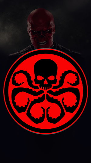 Red Skull and Hydra Emblem Dark Cinematic Marvel Villain Portrait HD phone wallpaper