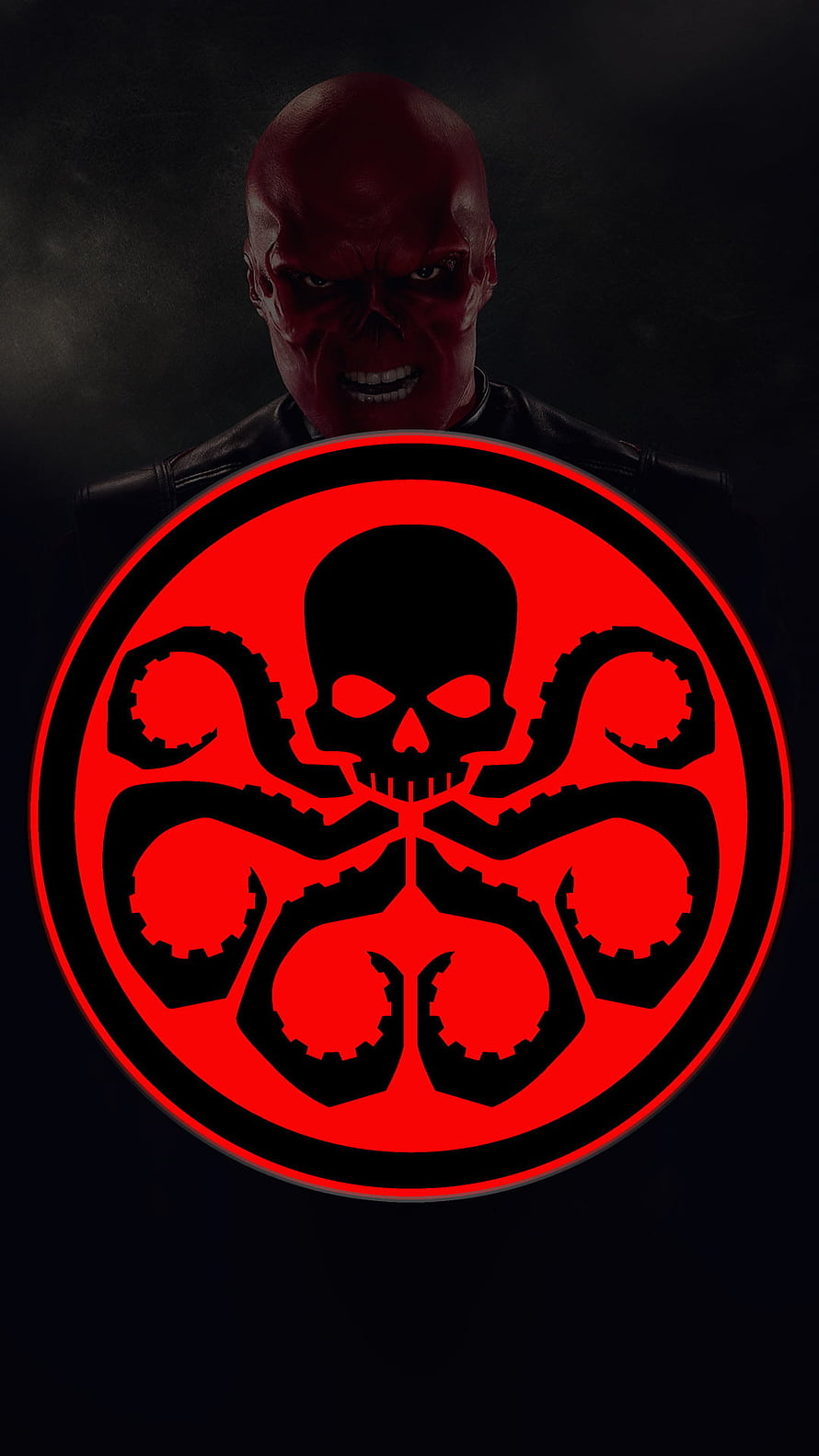 Red Skull and Hydra Emblem Dark Cinematic Marvel Villain Portrait HD phone wallpaper