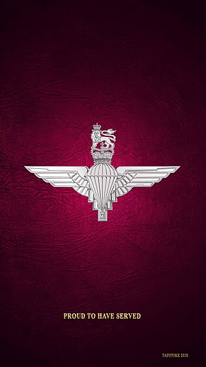 British Army Parachute Regiment Silver Wings Badge on Textured Maroon Background HD phone wallpaper