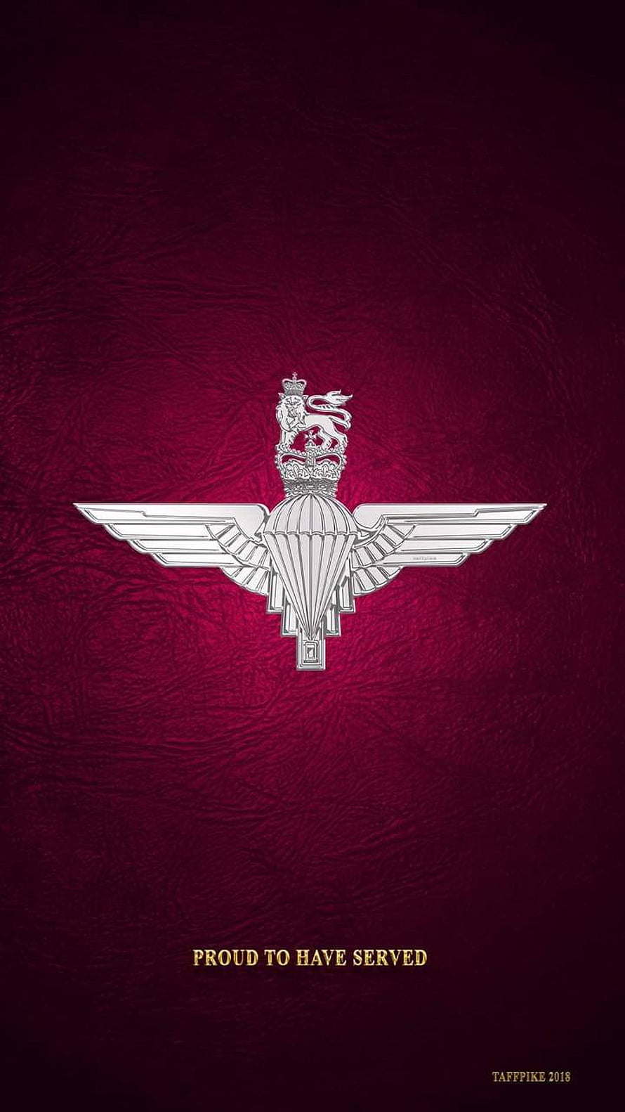 British Army Parachute Regiment Silver Wings Badge on Textured Maroon Background HD phone wallpaper