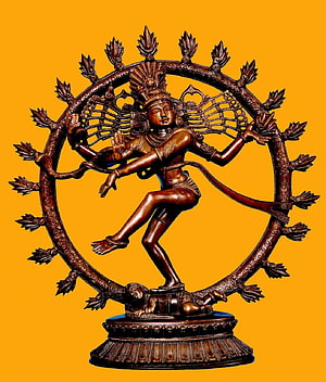 Bronze Nataraja Shiva Statue Performing Cosmic Dance Within Flame Ring HD phone wallpaper