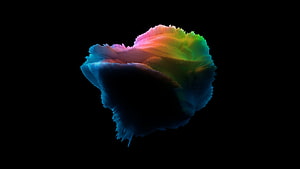 Vibrant Rainbow Ink Cloud Floating in Dark Void Abstract Digital Art HD wallpaper