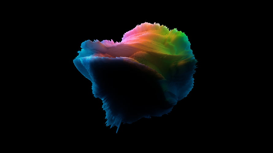 Vibrant Rainbow Ink Cloud Floating in Dark Void Abstract Digital Art HD wallpaper