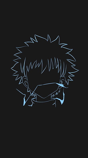 Killua Zoldyck Minimalist Line Art Portrait on Dark Background HD phone wallpaper