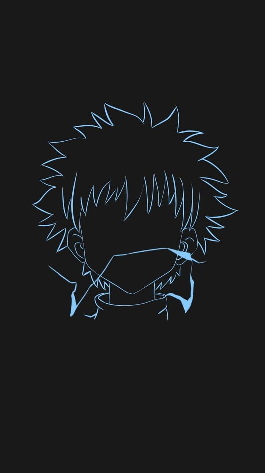 Killua Zoldyck Minimalist Line Art Portrait on Dark Background HD phone wallpaper