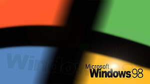 Microsoft Windows 98 Logo on Colorful Abstract Background HD wallpaper