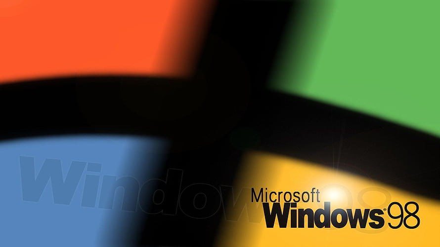 Microsoft Windows 98 Logo on Colorful Abstract Background HD wallpaper