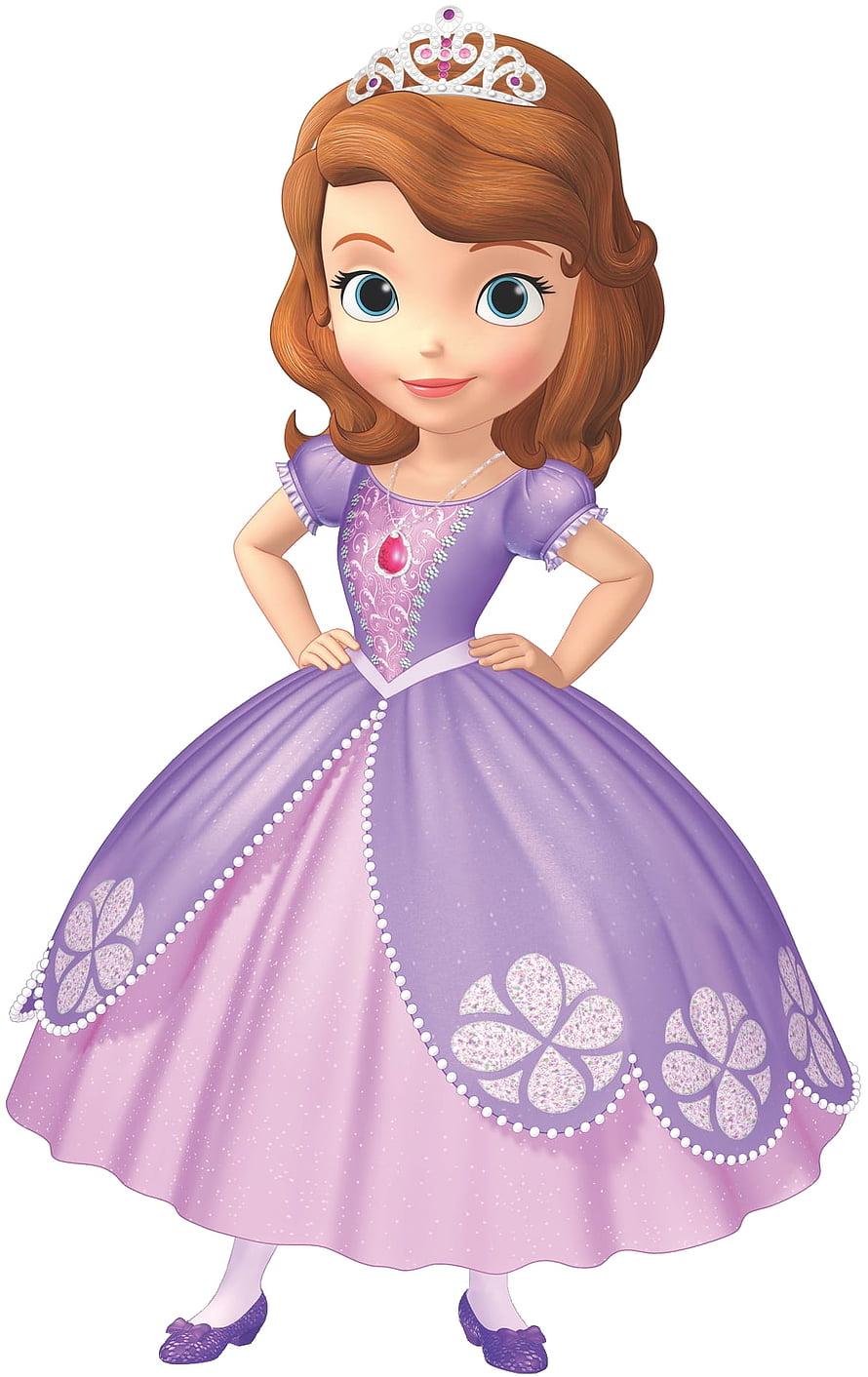 Sofia the First Princess in Purple Ballgown with Crown and Floral Embellishments HD phone wallpaper
