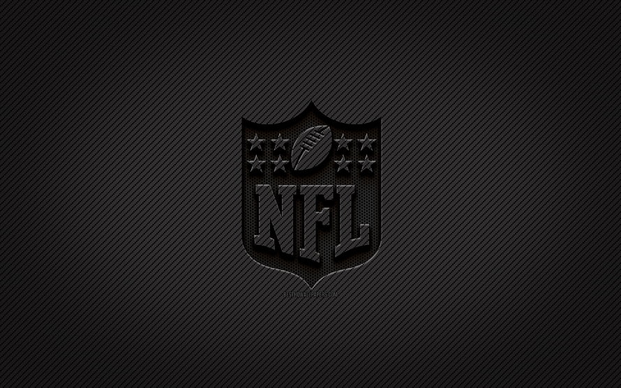 NFL Shield Emblem on Dark Carbon Fiber Texture with Grunge Finish HD wallpaper