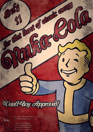 Fallout Nuka-Cola Retro Advertisement Featuring Vault Boy Thumbs Up HD phone wallpaper