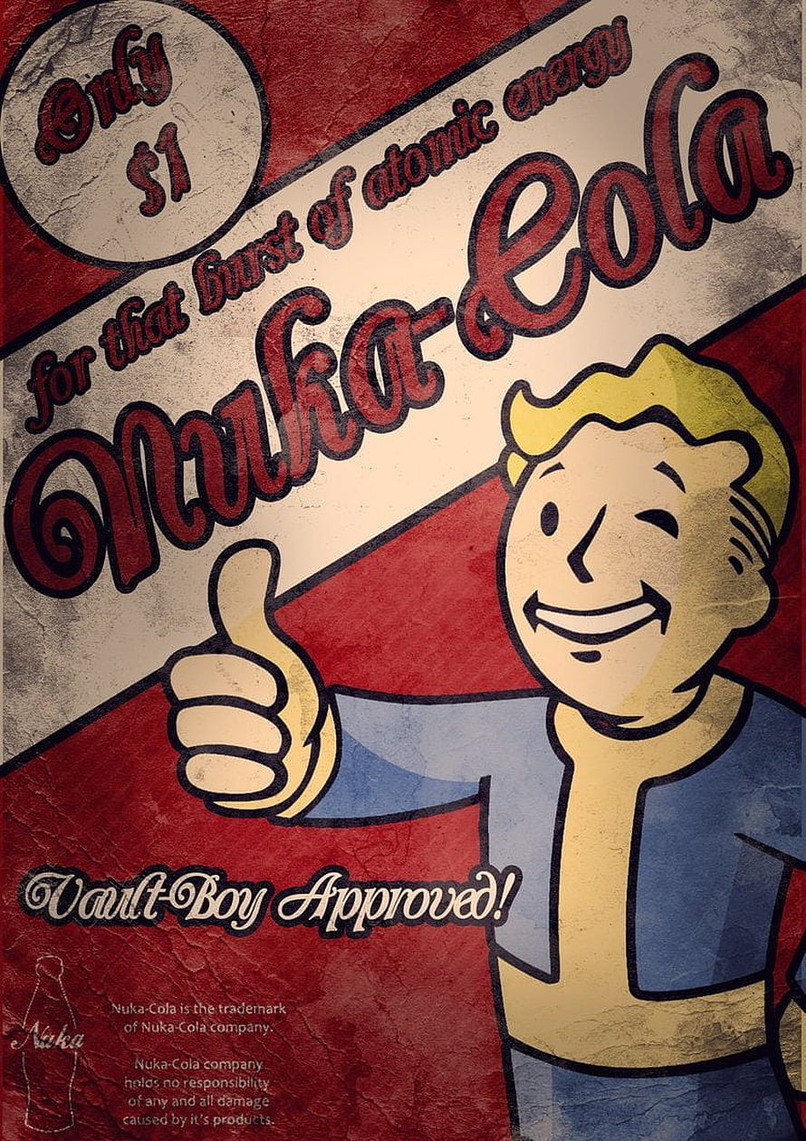 Fallout Nuka-Cola Retro Advertisement Featuring Vault Boy Thumbs Up HD phone wallpaper