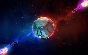 Rocket League Ball and Cars Racing Through Vibrant Cosmic Space HD wallpaper