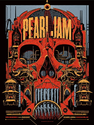 Pearl Jam Industrial Skull Concert Poster for Vancouver Rogers Arena Show HD phone wallpaper