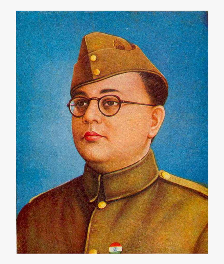 Subhas Chandra Bose Military Portrait in Olive Uniform and Round Glasses HD phone wallpaper