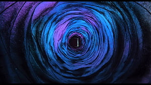 Coraline Swirling Blue and Purple Tunnel with Glowing Door at the End HD wallpaper