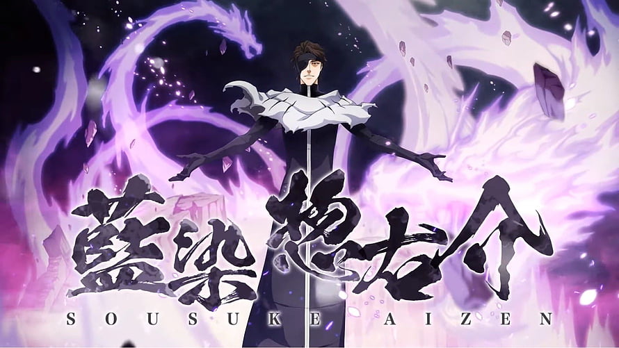 Sosuke Aizen Bleach Thousand Year Blood War Purple Energy Dragon Anime Artwork HD wallpaper