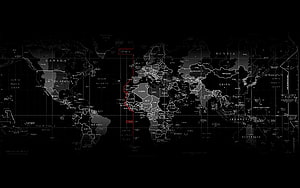 Dark World Map with Red Route Overlay and Country Labels HD wallpaper