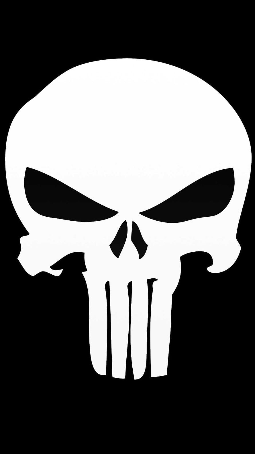 The Punisher White Skull Emblem on Black Background HD phone wallpaper