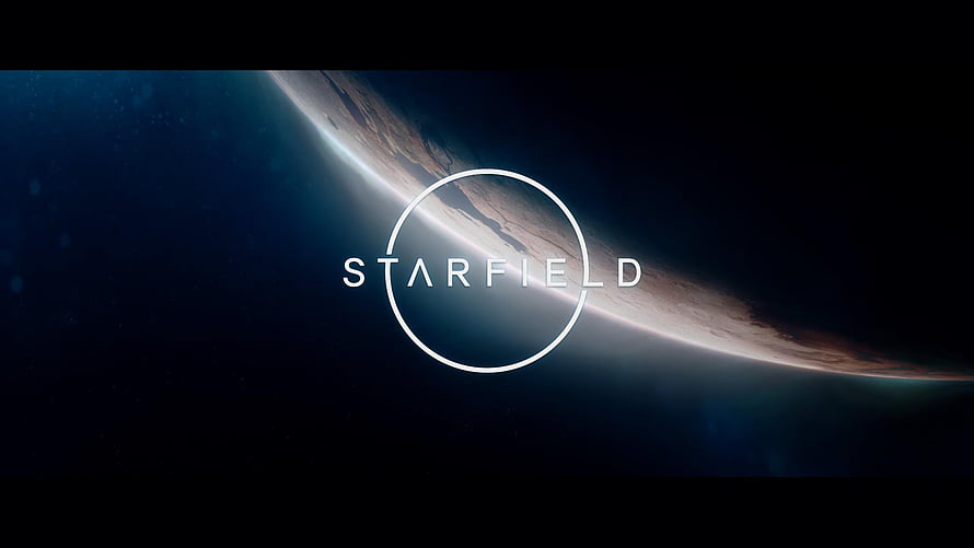 Starfield Bethesda Game Logo Against Distant Planet Horizon in Deep Space HD wallpaper