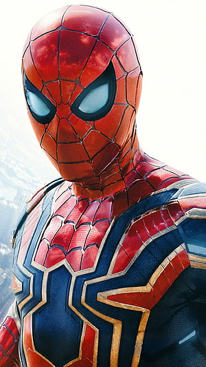 Spider-Man in Iron Spider Armor Close-Up Portrait HD phone wallpaper