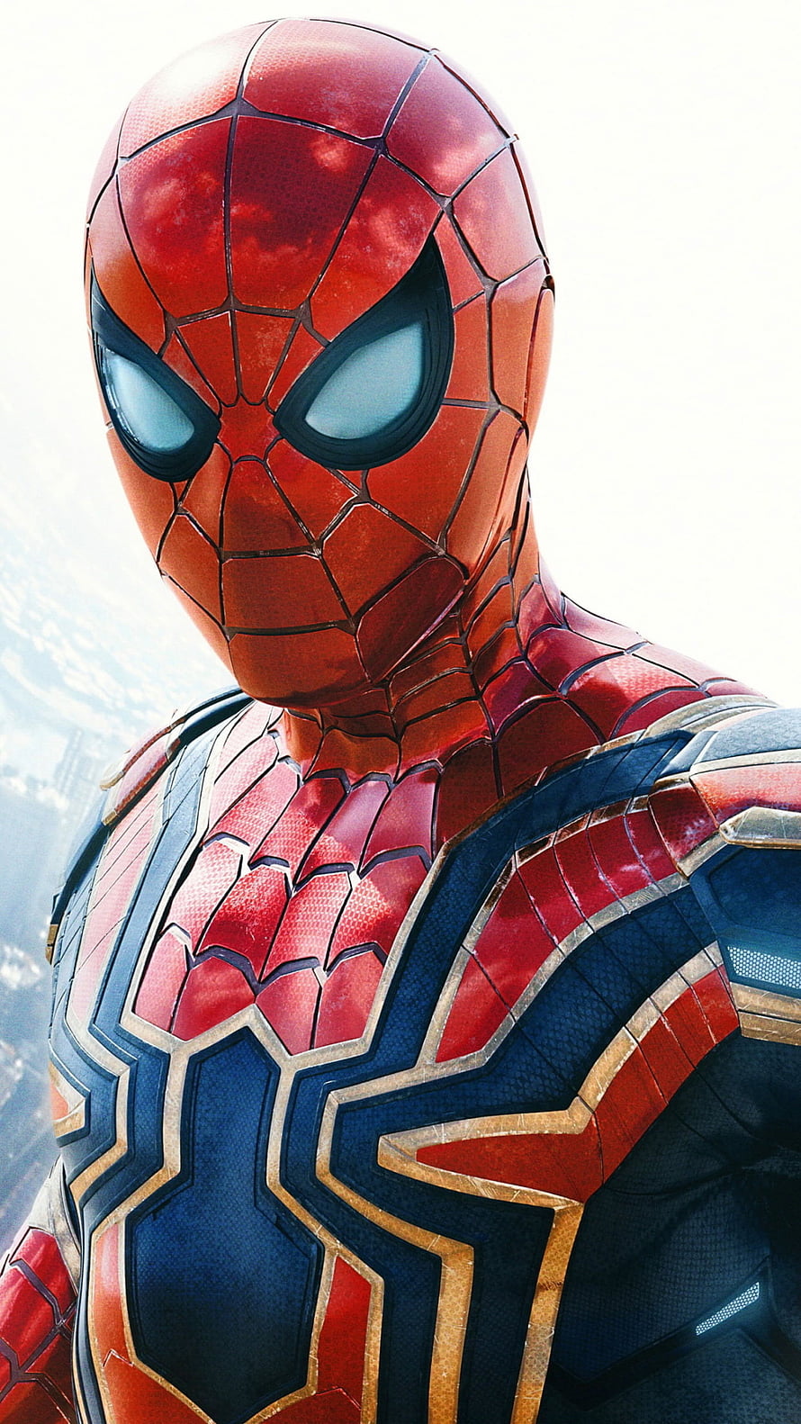 Spider-Man in Iron Spider Armor Close-Up Portrait HD phone wallpaper