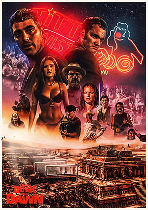 From Dusk Till Dawn Movie Poster Art with Neon Sign and Desert Town HD phone wallpaper
