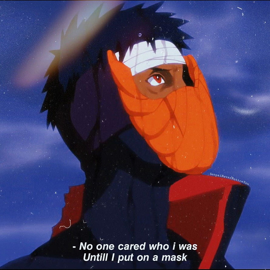 Obito Uchiha in Akatsuki cloak with orange mask against a starry night sky HD phone wallpaper