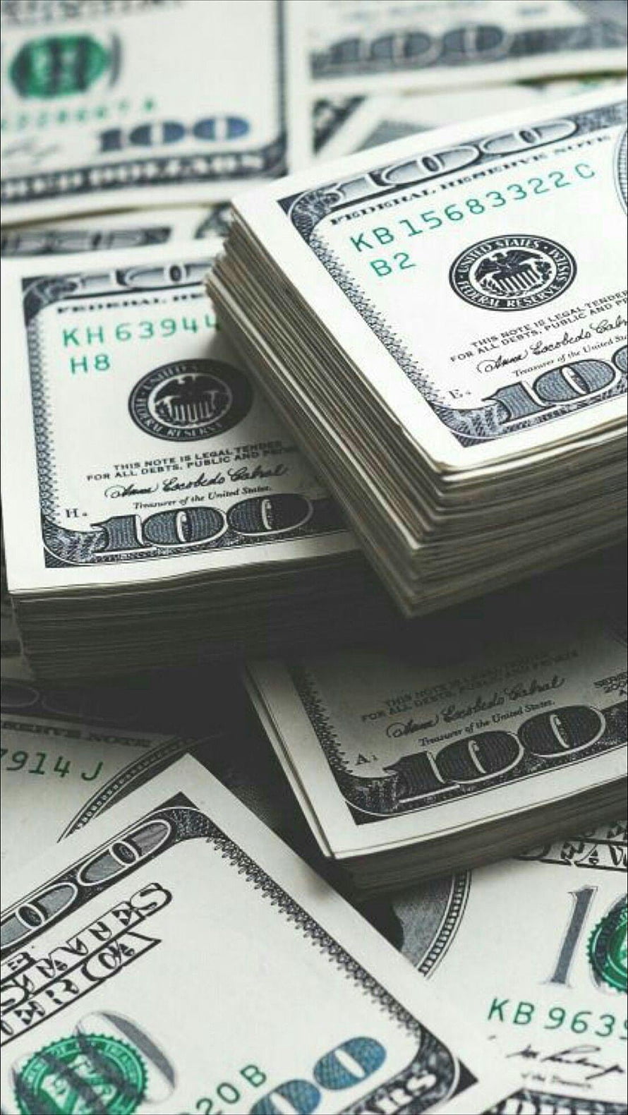 Stacks of US One Hundred Dollar Bills Arranged in Piles HD phone wallpaper