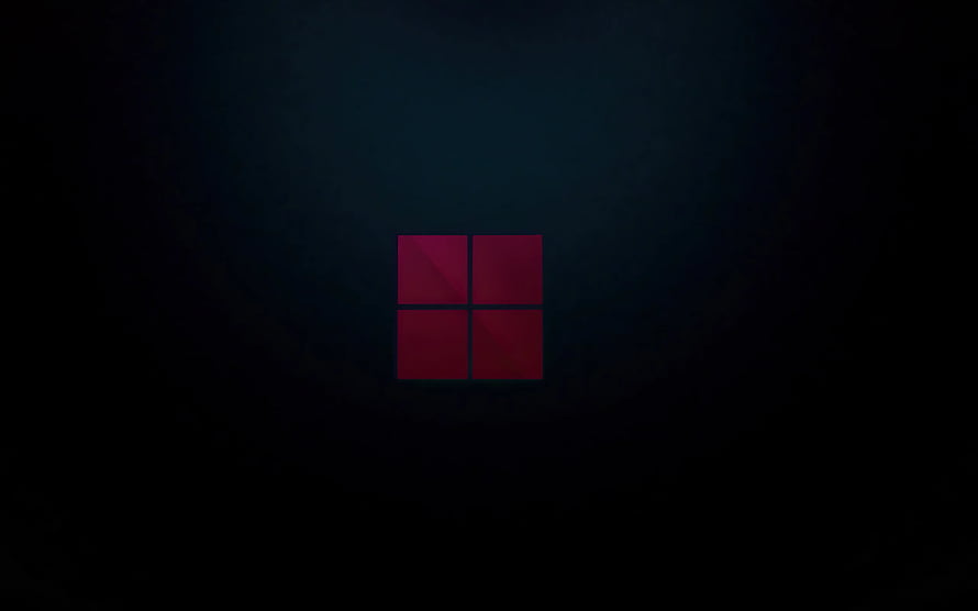 Windows 11 Dark Minimalist Desktop Background with Red Logo on Black Gradient HD wallpaper