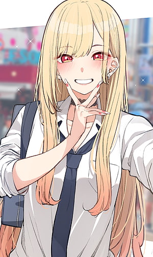 Kitagawa Marin from The Blue Box in School Uniform with Peace Sign HD phone wallpaper