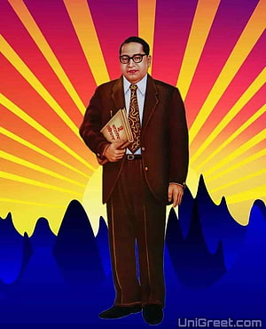 Dr Babasaheb Ambedkar Portrait Illustration with Radiant Sunburst Background HD phone wallpaper